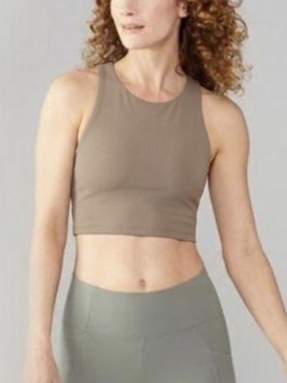 REI Women's Taupe Ribbed High-Neck Sports Bra